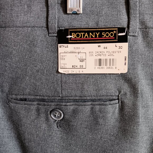 44x30 Vintage Men's Dress Pants Botany 500 Wool Blend W44 L30 Classic 1970's - Picture 3 of 4